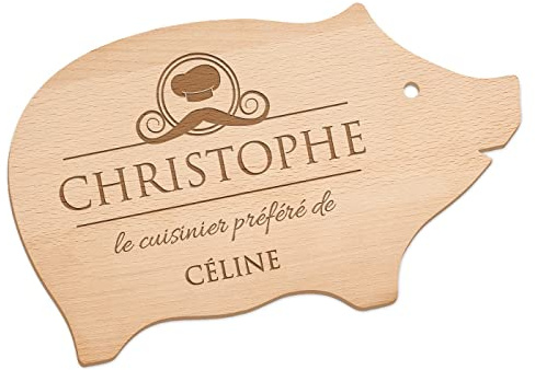 Maverton Planche en bois de hêtre à personnaliser, Planche à découper | Gravée, Plateau pour homme, pour chef et amateur de cuisine, pour anniversaire, pour lui/papa, chapeau de chef