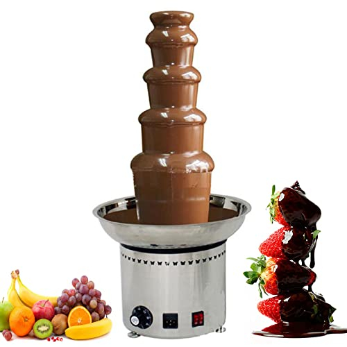 Stainless Steel with Temperature Control Chocolate Waterfall Machine, Sauce Melting Pot Perfect Commercial Chocolate Fondue Fountain (5 Tier)