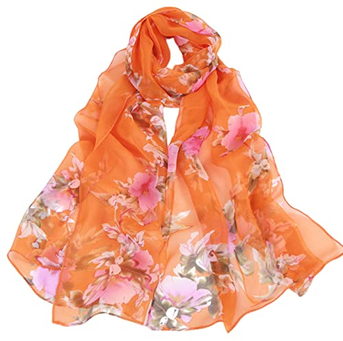 FAIRYGATE Chiffon Stola Seidenschal Chiffon Schal Damen Tüll Leichte Weich Lange Halstücher Sonnenschutz Stola Durchsichtiger Schal Frühling Herbst A4910