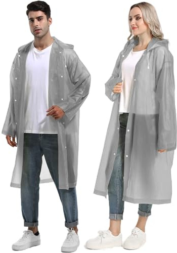 HOOMBOOM Rain Ponchos for Adults Reusable Raincoats Hooded for Women Men Survival Heavy Duty Military Impermeable 2 Packs Rain Coat