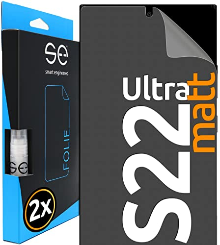 2x se® 3D SCHUTZFOLIE Entspiegelt für Samsung Galaxy S22 Ultra,Anti-Staub, 100% Fingerabdruck & FaceID kompatibel, einfache blasenfreie Installation, Ultra-Klar, Stoß-Kratzfest, aus Deutschland