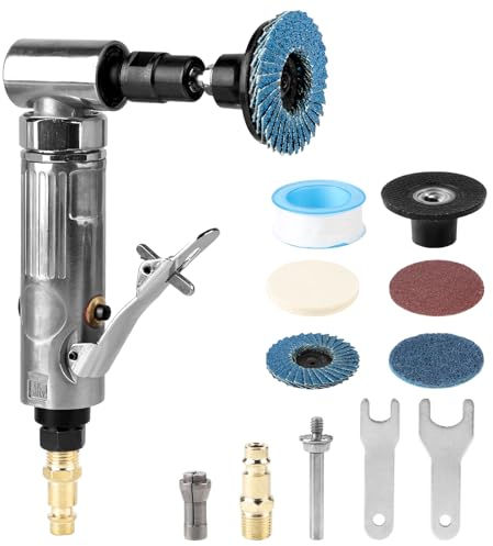 LALAGO Druckluftschleifer 90°,Druckluft Schleifer Winkelschleifer,Stabschleifer Druckluft mit 50mm Korundsandscheibe,80 mesh Luftklappe