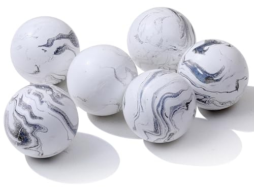 vskikris Set of 6 Decorative Orbs for Bowls and Vases - 2.6in Resin White Howlite Round Sphere Balls for Living, Dining Room Coffee Table Centerpiece Home Decor