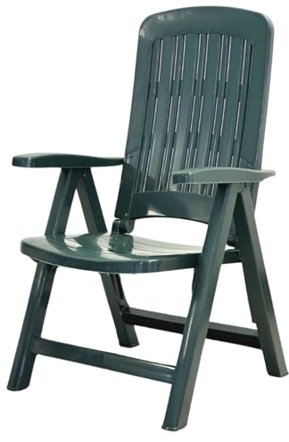 Tomaino -Gartenstuhl Klappbar aus Kunststoff - gartensessel wetterfest hochlehner 5 Positionen mit Armlehnen - Komfort und Entspannung für Balkon, Terrasse und Outdoor (Grün)