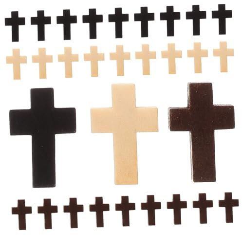 Hohopeti 60 Stück Holzkreuz- in Kreuzform Bastelzubehör Für Halsketten Armbänder Dekoration