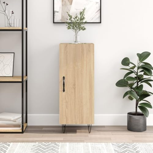 HETFTJN Buffet, armoire à pharmacien, bibliothèque, armoire de cuisine, armoire à balais, convient pour dortoir, salon, kitchenette, entrée, chêne Sonoma, 34,5 x 34 x 90 cm, matériau dérivé du bois
