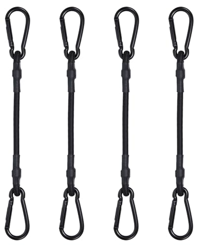 JunGG Spanngummi mit Karabiner, 30 cm Expander mit Karabinerhaken 4er Set, Spanngurte mit Haken, Gummispanner Gepäckspanner für Camping Fahrrad Auto Ladung