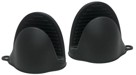 Norhogo 1 paio di mini guanti da forno in silicone, guanti da cucina antiscivolo, resistenti al calore per cucinare, barbecue, cottura (nero)