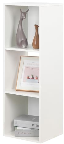 PACHIRA Bücherregal mit 3 Fächern, 1 * 3 Bücherschrank Stufenregal, Standregal mit 3 Ebenen, offenes Aufbewahrungsregal Würfelregal für Kleidung, Spielzeug, Büroregal für Wohnzimmer, Schlafzimmer