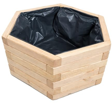 Pflanzkübel Holz (51 x 44 x 23 cm) – Blumenkasten Balkon & Terrasse, Pflanzkasten Wetterfest, Hochbeet Kräuterbeet Garten D23