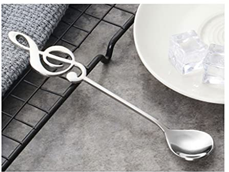 BKSK Spoon Stainless Steel Musical Note Coffee Spoon Stirring Spoon Creative Home Use Spoon Dessert Cake Spoon Home Small Soup Spoon Two Set Set Metal Soup Spoons(Brown)