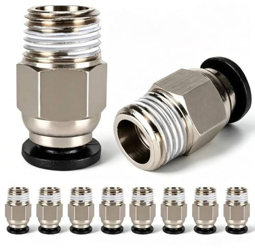 Dilightnews PC4-M10 Stecker 10 Stück Pneumatik Anschluss Für 3D Drucker | PC4-M10 Stecker 10 Stück, M10 Gewinde Für 4mm PTFE Rohr, Schnellverbinder Für 3D Drucker Bowden Extruder Zubehör