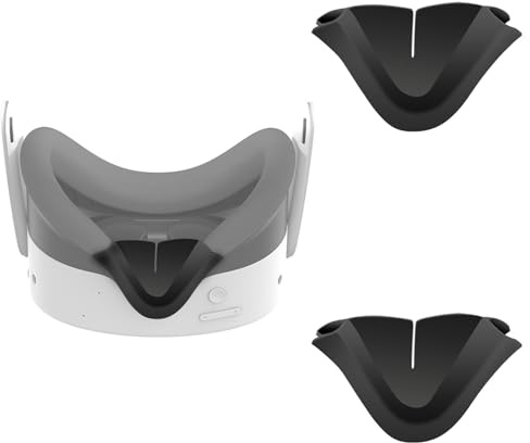 NUHFUFA 2 PCS Casque VR Coussinet Nasal Doux Bloquant la Lumière Convient pour Quest 3S, Protège-nez protecteur anti-fuite de lumière en silicone Coussin occultant Accessoires VR