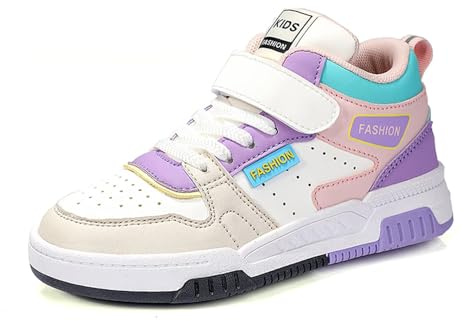 Gemzon Turnschuhe Mädchen Hallenschuhe Kinder Tennis rutschfest Freizeitschuhe Kids Girls Sneakers, Rosa Violett, Größe 34 EU
