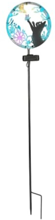 Qerwsdty Figurine de Chat en Métal avec Lampe Solaire D'Extérieur avec Lumières Solaires, Décoration de Jardin, Patio, Pelouse