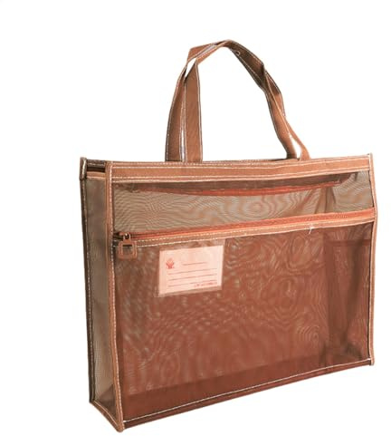 Borsa a rete per oggetti artistici, 43,2 x 33 x 11,1 cm, organizer trasparente con manico e chiusura lampo, portafoglio A3 per poster, pittura, opere d'arte, materiale, cachi, Consulte la descripción