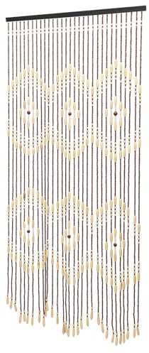 CLEADONG Holz Perlenvorhang, Bambusvorhang Türvorhang, Hängender Teilervorhang Dekovorhang für Schlafzimmer, Wohnzimmer, Wandschrank, Balkontür, Wohnzimmer 90 x 175cm