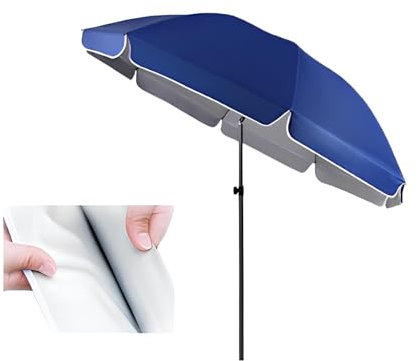 PQPQLI Parasol De Plage Léger 3.0m Avec Fonction Inclinaison, Parasol Soleil Portable Protection UV 50+ Pour Vacances Jardin Camping, Facile À Ouvrir Et Ranger(Blue,300cm)