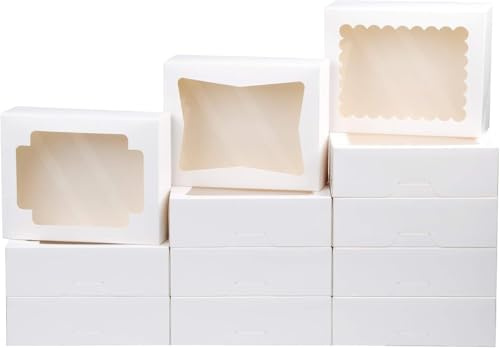 BTSD-home Kraft Keks-Boxen Süßigkeiten-Boxen mit Fenster für Schokolade bedeckt Erdbeere Macaron Donut zerbrechliche Herz gebackene Waren,Charcuterie Box (Weiß-24Stück)