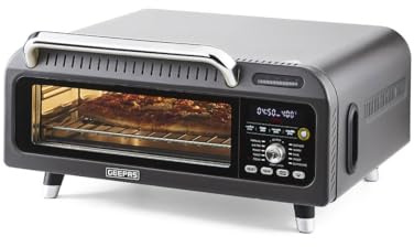 GEEPAS Air Fryer Oven | 15-in-1 Presets Multifunctional Pizza Oven | Digital Touch Control Triple Glass Door Interior Light | 40-400°C Temp 18L Capacity Compact Design | 2 Year Warranty 2000W Grey