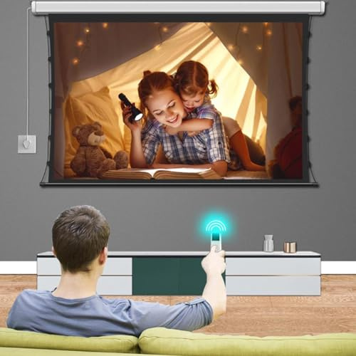 Projector Screen Motorized Electric Projector Screen Pull Down, Automatic Projector Screens Wall Ceiling Mount Movie Screens for Projectors Outdoor Indoor,150inch