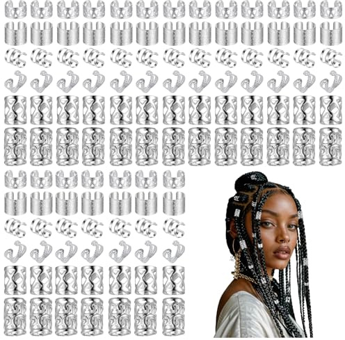 Ouligay 120 pezzi in argento dreadlocks gioielli festival accessori per capelli per trecce argento anelli per capelli per capelli gioielli gioielli accessori per capelli per uomini e donne capelli