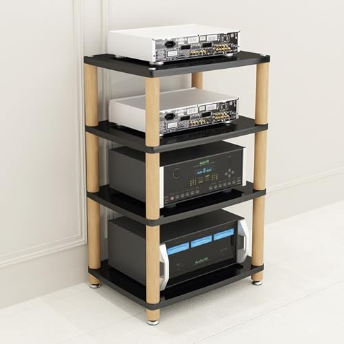 Rack Media Stand - 3/4 Tier AV Storage Cabinet for Amplifier and Audio-video Shelving - Ideal for Record Player and Stereo Receiver