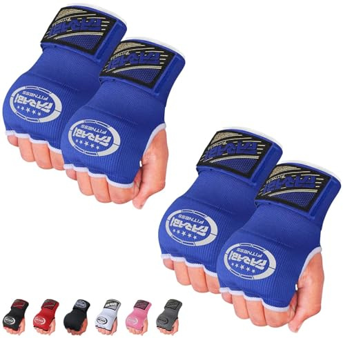 Farabi Sports inre handskar för barn, boxningslindor för män och kvinnor | Träningsbandage för MMA och Muay Thai (Blå (2-pack))
