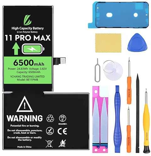 LL TRADER Batterie pour iPhone 11 Pro Max, 6500mAh Batterie Lithium polymère Haute capacité avec Outils de réparation