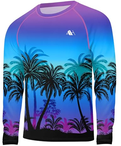 Arankhiger Herren UV Shirt Sonnenschutz Rashguard Schnelltrocknend Langarmshirt