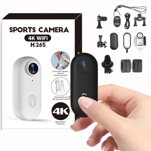 Action Cam 4K WiFi, Bodycam Körperkamera Mini mit Magnet & Clip, 120° Weitwinkel, Helmkamera Motorrad, Sportkamera Wasserdicht bis 30m mit Gehäuse, Lange Akkulaufzeit für Skifahren & Tauchen,Schwarz