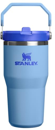 STANLEY IceFlow 2.0 Flip Straw Tumbler con manico, 590 ml, coperchio avvitabile e cannuccia ribaltabile, a tenuta stagna, in acciaio inox, senza BPA, cielo blu