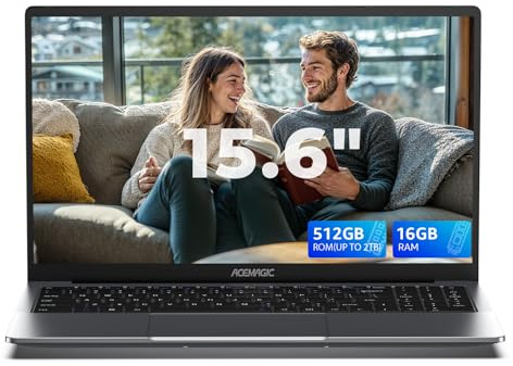 ACEMAGIC Portatile da 15,6 pollici - Processore Intel N150 fino a 3,6 GHz (N97/N100/N95), portatile business, 16 GB di RAM DDR4, SSD da 512 GB, supporto 1080p, scheda TF, Wi-Fi, Bluetooth 5.0