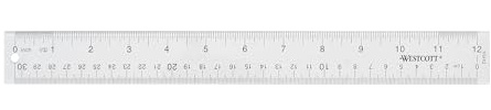 Westcott Clear Flexible Acrylic Ruler, Acrylic, 12 in, Metric