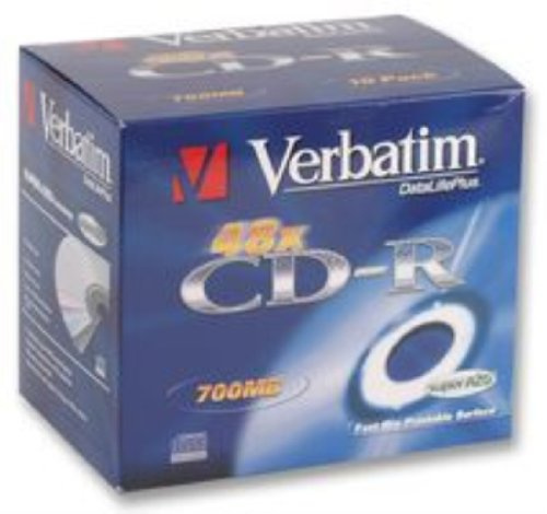 Verbatim CD-R AZO Wide Inkjet Printable - CD-RW vírgenes (CD-R, 700 MB, 52x, Caja de joyas)