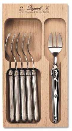 NEW Laguiole 6pc Cake Fork Set in CD (Stainless Steel)