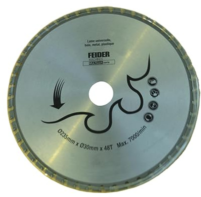 FEIDER F235LU Lame Universelle - Disque de Coupe pour Scie Circulaire, Lame Circulaire Dentelée - 235x30mm - 7000 Tr/min Maximum - 48 Dents - Coupe Bois, Métal, PVC
