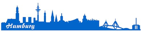 skyline4u Aufkleber Hamburg Skyline viele Farben in 8 Größen und 25 Farben (15x3cm azurblau)