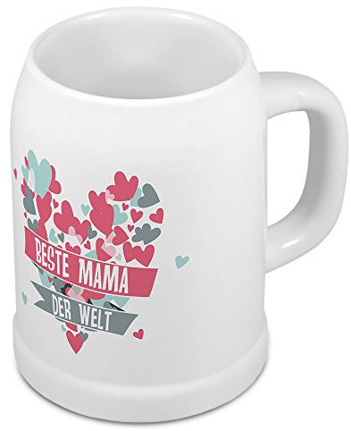 Bierkrug Beste Mama der Welt - Motiv Herz - Namenstasse, Becher, Maßkrug, Humpen