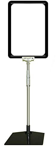 12 Plakatständer DIN A4 Rahmen schwarz, Teleskopständer höhenverstellbar bis 580 mm mit Teleskoprohr ALU Kunststoff, Fuß eckig 160x192 mm Stahl schwarz, Kundenstopper, Aufsteller