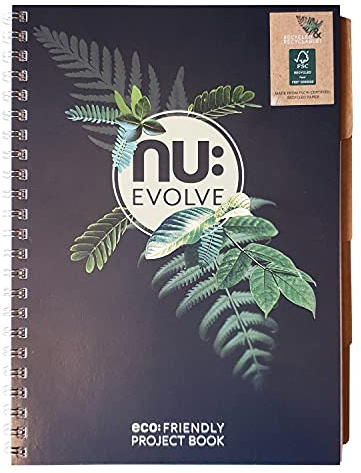 Nu Notebooks Evolve Range, taccuino riciclato, formato A4, taccuino a spirale, blocco note professionale, 150 pagine