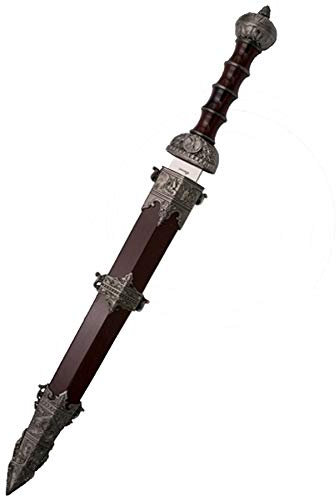 ECOMMUR Daga Gladius Burdeos | Cuchillo-puñal templario histórico de coleccionista con Vaina. Colección de artículos Antiguos