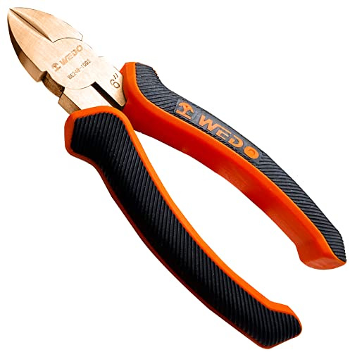 WEDO Pinza corte diagonal de precisión - 8,Alicates de Corte Lateral,cobre berilio,antimagnético,mango profesional antideslizante,Certificados Bam y FM,Certificación GS