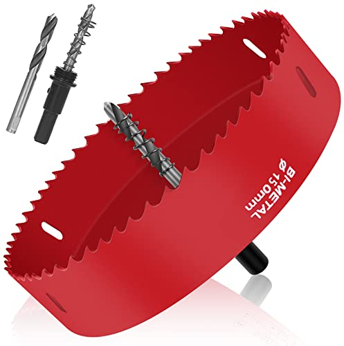 JatilEr 150MM Lochsäge, Lochsägen Set Kit Durchmesser Hochleistungs-Lochschneidöffner Bimetall-Lochsäge für Holz Aluminium Eisenblech Rohr Kunststoff usw. (rot)