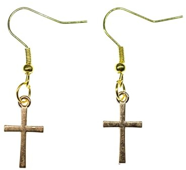 Miniblings Cross Earrings Gold - Handmade Fashion Jewelry I Gold Hanger Gothic Punk Crosses Crucifix Earring