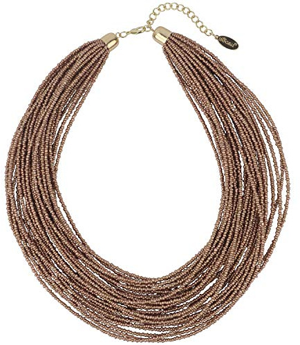 Bocar Collier multi-rangs à grosses perles de séparation en perles de graines en grappe pour femme Cadeau, standard, Verre Zinc