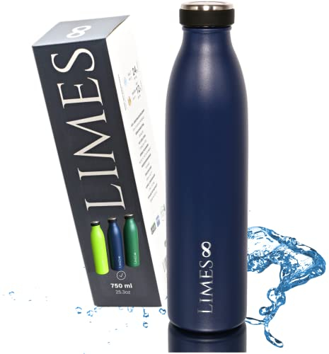 Limes 8 Thermosflasche Edelstahl 750ML [HEIß & KALT] – 5-fach vakuumisolierte Trinkflasche – Auslaufsichere & kohlensäuregeeignete Isolierflasche für Alltag, Sport & Outdoor (12h warm, 24h kalt)