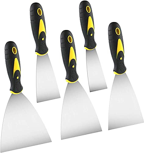 Malerspachtel Spachtel Set mit Kunststoffgriff, Spachtel Werkzeug, Palettenmesser Kratzer zum Entfernen Rostfrei Putty Messer, 40 mm, 50 mm, 75 mm, 100 mm und 125 mm 5 Stücke