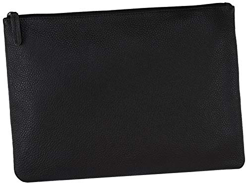 Wildery® extra große XXXL Banktasche Reisemappe Dokumententasche aus Echt Leder Geldmappe Aufbewahrungstasche mit Reißverschluss /#WI709 (Schwarz) (Schwarz)