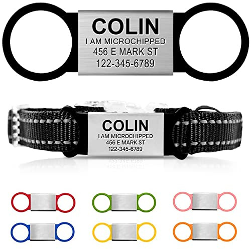 Personalized and Custom Dog Tag for Pets - No Noise - Engraved Name Tag - Slide On ID Tags and Collar Tags for Small, Medium, Large Dogs and Cats - Silent Customized